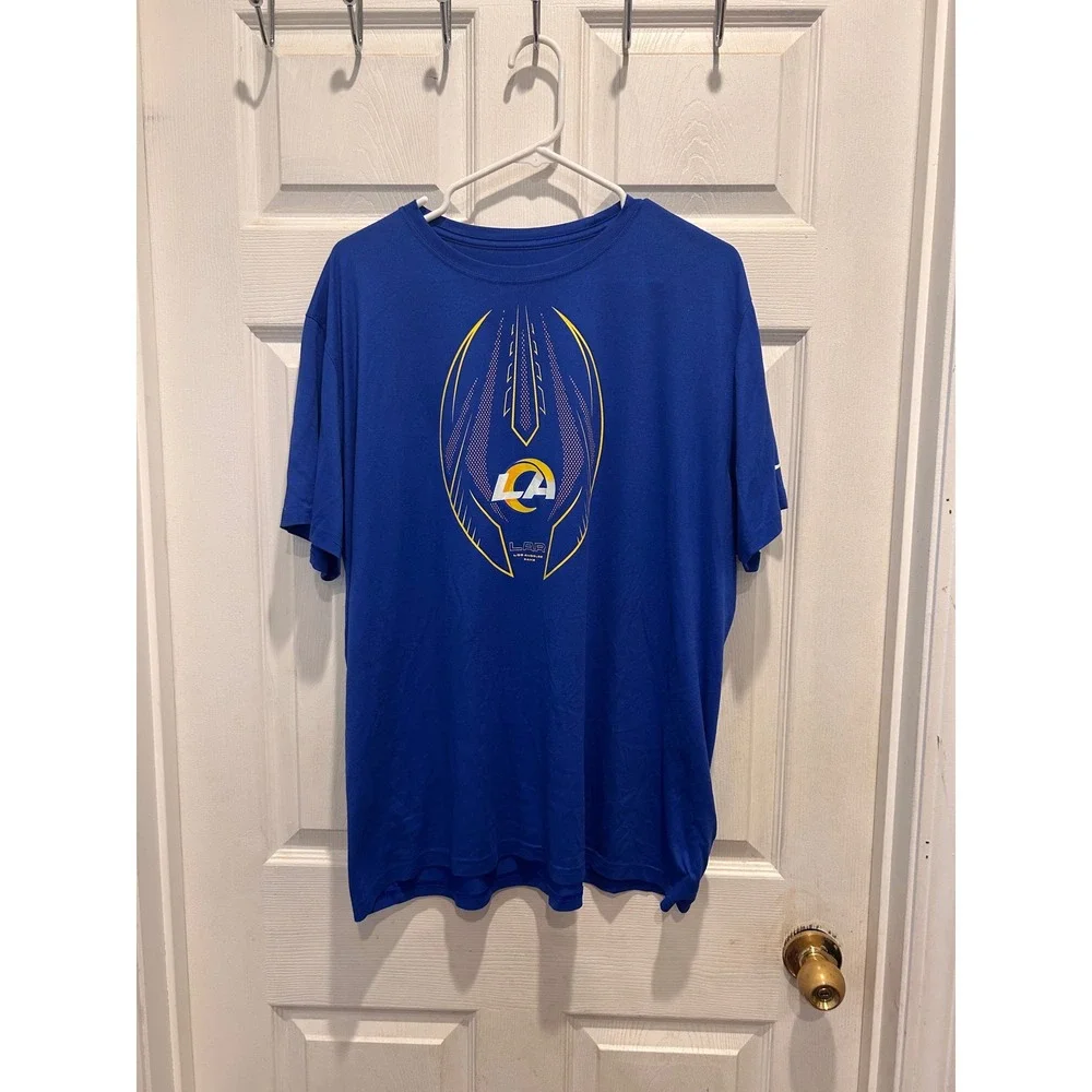 Nike Mens Los Angeles Rams Dri-FIT Graphic T-Shirt Blue 2XL NFL Football Tee